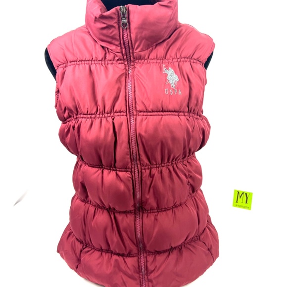US Polo Ralph Laurent Burgundy Puffer Vest XL for Kids - Picture 15 of 15